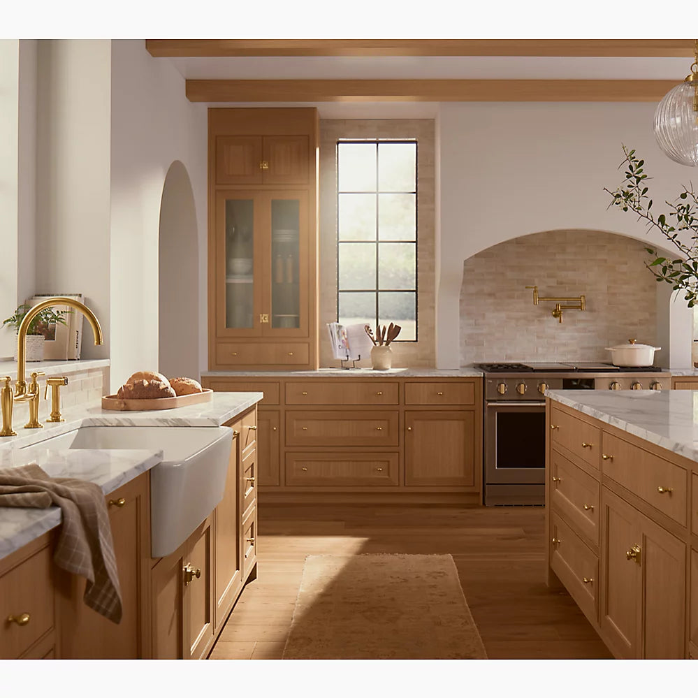 Kohler Edalyn by Studio McGee Two-hole bridge kitchen sink faucet with side sprayer K-28356-BL - Plumbing Market