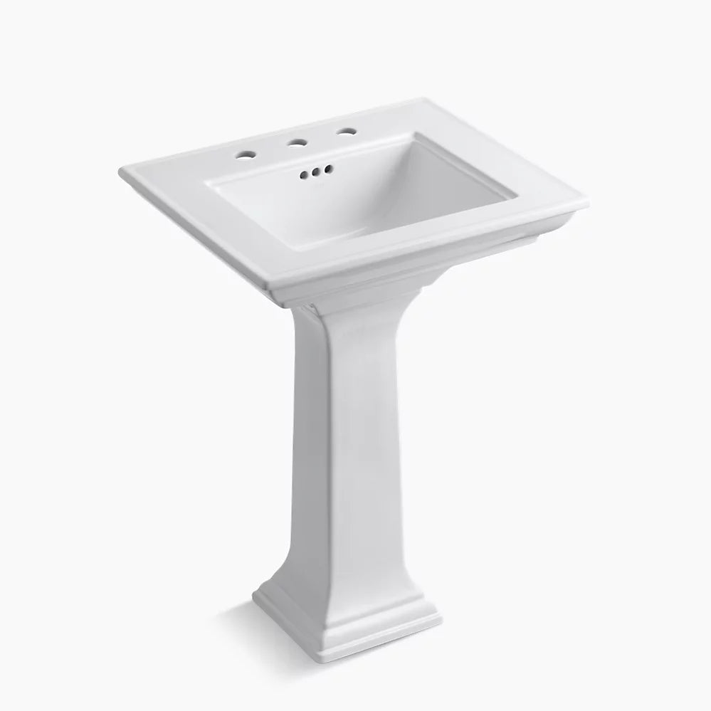 Kohler Memoirs Stately 25" rectangular pedestal bathroom sink K-2344-8-0 - Plumbing Market
