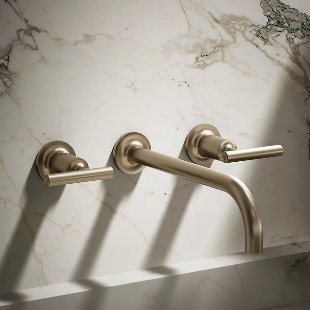 Kohler Purist Wall-mount bathroom sink faucet trim with Lever handles, 1.2 gpm K-T14414-4-BV - Plumbing Market