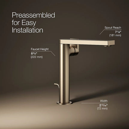 Kohler Composed Tall single-handle bathroom sink faucet with Lever handle, 1.2 gpm K-73168-4-BV - Plumbing Market
