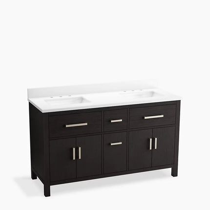 Kohler Kresla 60" bathroom vanity cabinet with sinks and quartz top K-40641-BD1-BWK - Plumbing Market