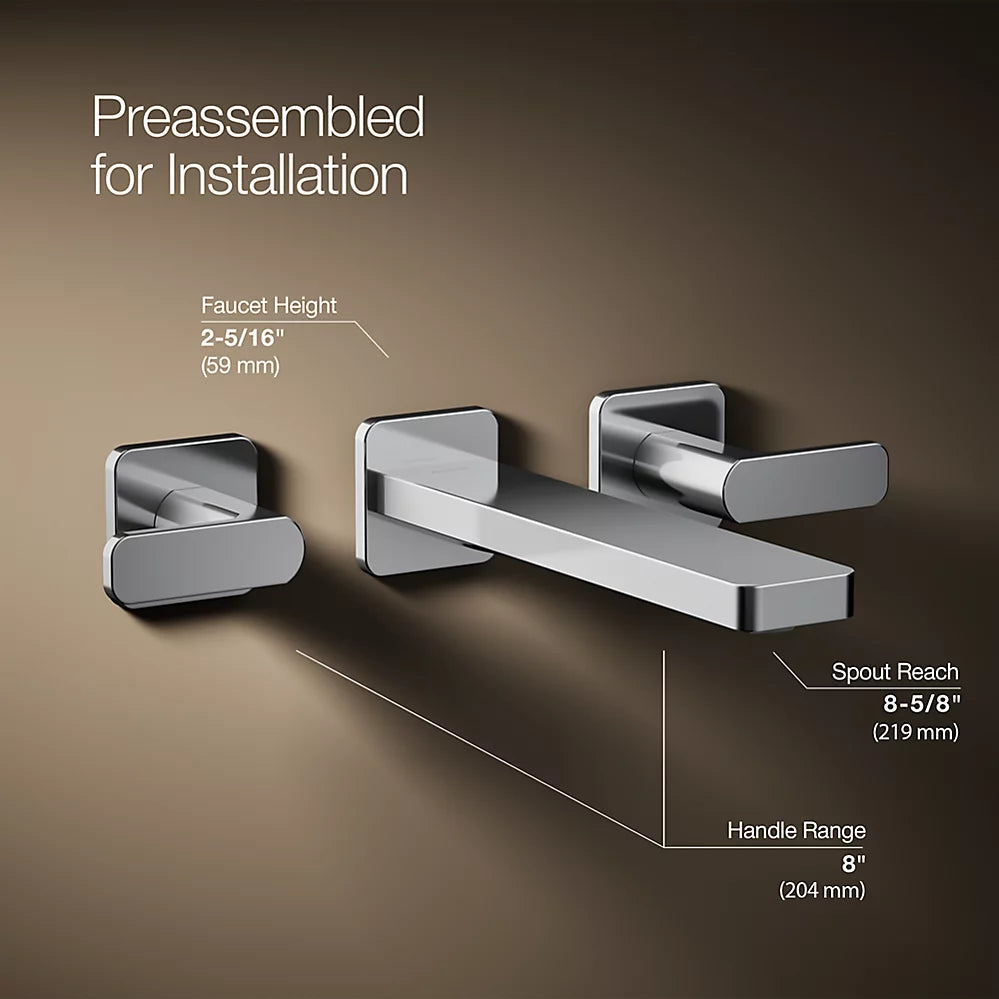 Kohler Parallel Wall-mount bathroom sink faucet trim, 1.2 gpm K-T27120-4-CP - Plumbing Market
