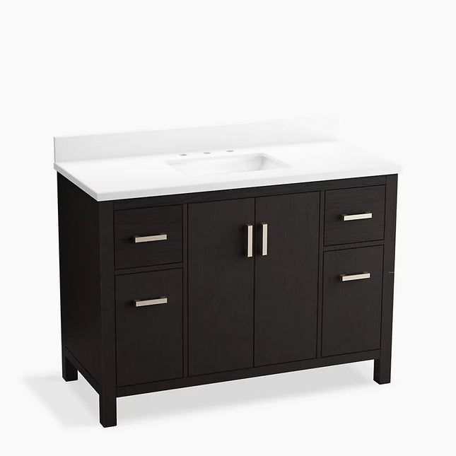 Kohler Kresla 48" bathroom vanity cabinet with sink and quartz top K-40640-BD1-BWK - Plumbing Market