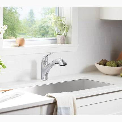 Kohler Jolt Pull-out kitchen sink faucet with two-function sprayhead K-30612-CP - Plumbing Market
