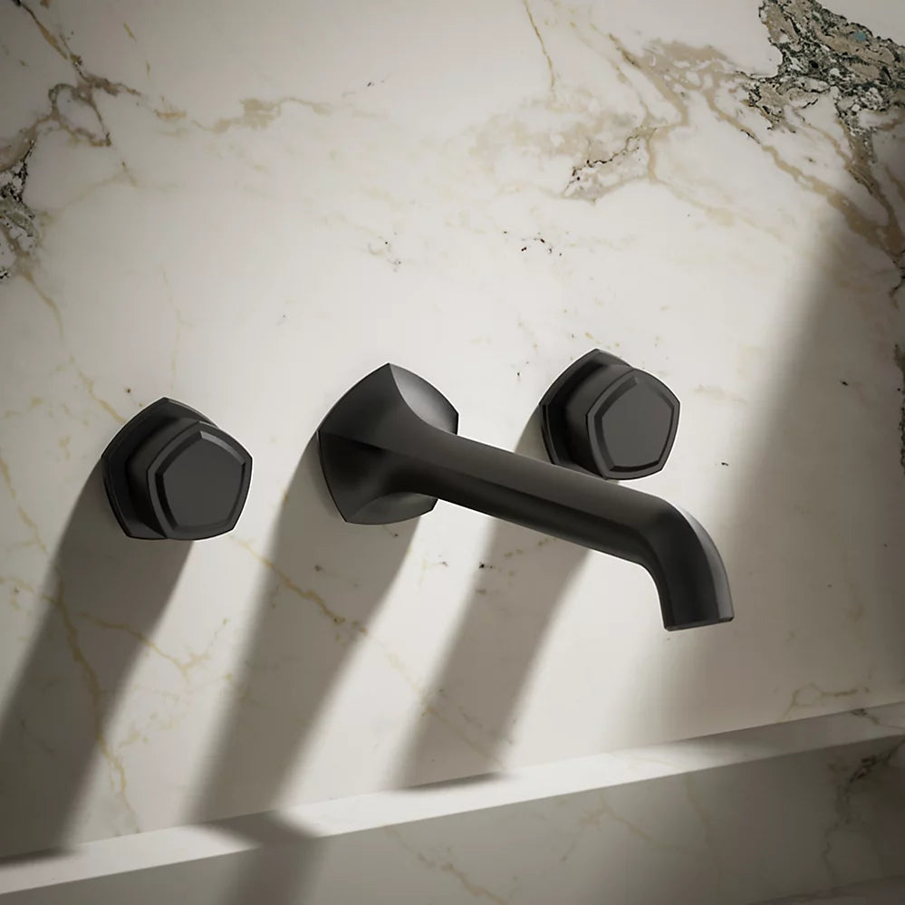 Kohler Occasion Wall-mount bathroom sink faucet Knob handle trim, 1.2 gpm K-T27013-9-BL - Plumbing Market