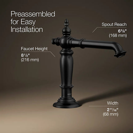 Kohler Artifacts Bathroom sink faucet spout with Column design, 1.2 gpm K-72760-BL - Plumbing Market