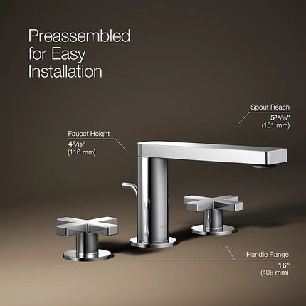 Kohler Composed Widespread bathroom sink faucet with Cross handles, 1.2 gpm K-73060-3-CP - Plumbing Market