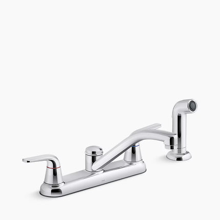 Kohler Jolt Two-handle kitchen sink faucet with side sprayer K-30616-CP - Plumbing Market