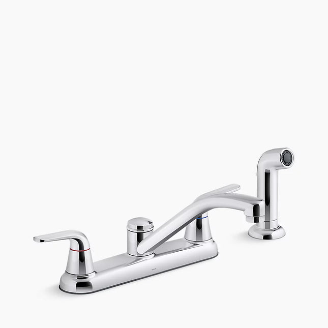Kohler Jolt Two-handle kitchen sink faucet with side sprayer K-30616-CP - Plumbing Market