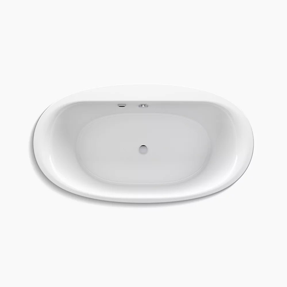 Kohler Sunstruck 65-1/2" x 35-1/2" oval freestanding bath with Bask heated surface and fluted shroud K-6369-W1-0 - Plumbing Market
