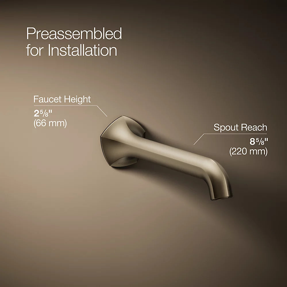 Kohler Occasion Wall-mount bathroom sink faucet spout with Straight design, 1.2 gpm K-T27011-ND-BV - Plumbing Market
