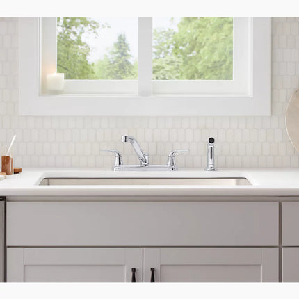 Kohler Jolt Two-handle kitchen sink faucet with side sprayer K-30616-CP - Plumbing Market