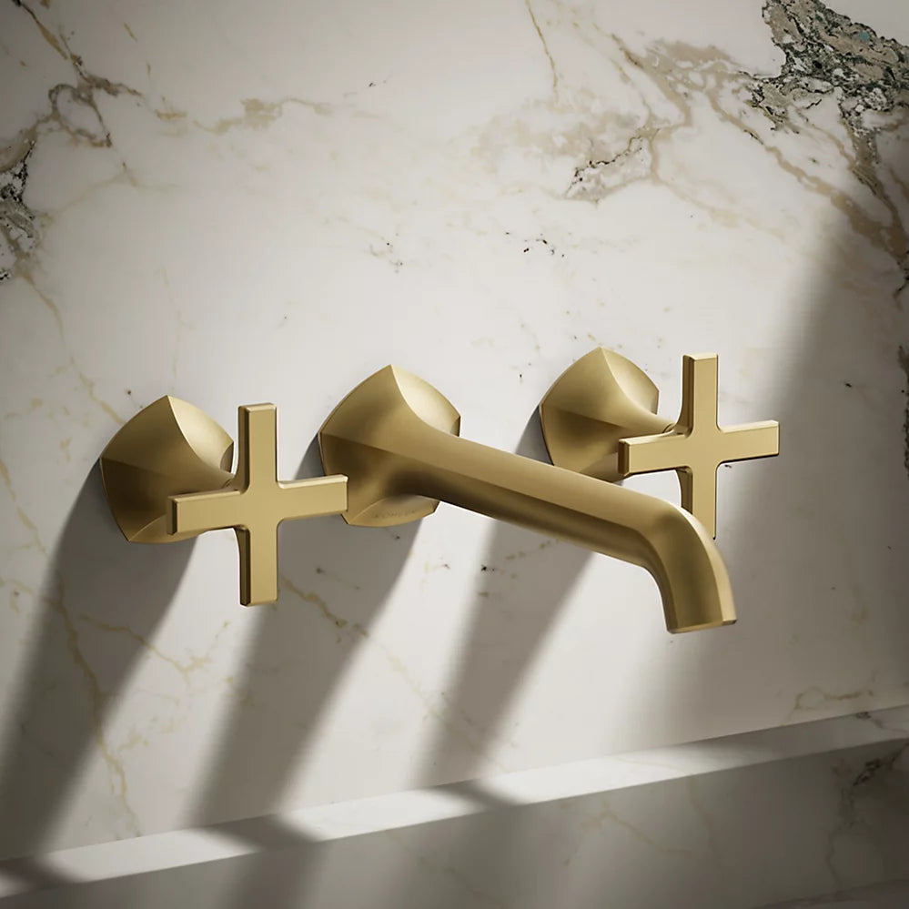 Kohler Occasion Wall-mount bathroom sink faucet Cross handle trim, 1.2 gpm K-T27013-3-2MB - Plumbing Market