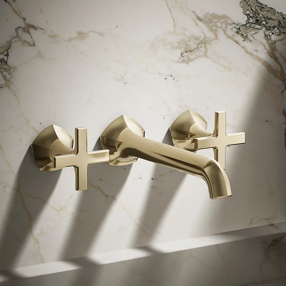 Kohler Occasion Wall-mount bathroom sink faucet Cross handle trim, 1.2 gpm K-T27013-3-AF - Plumbing Market