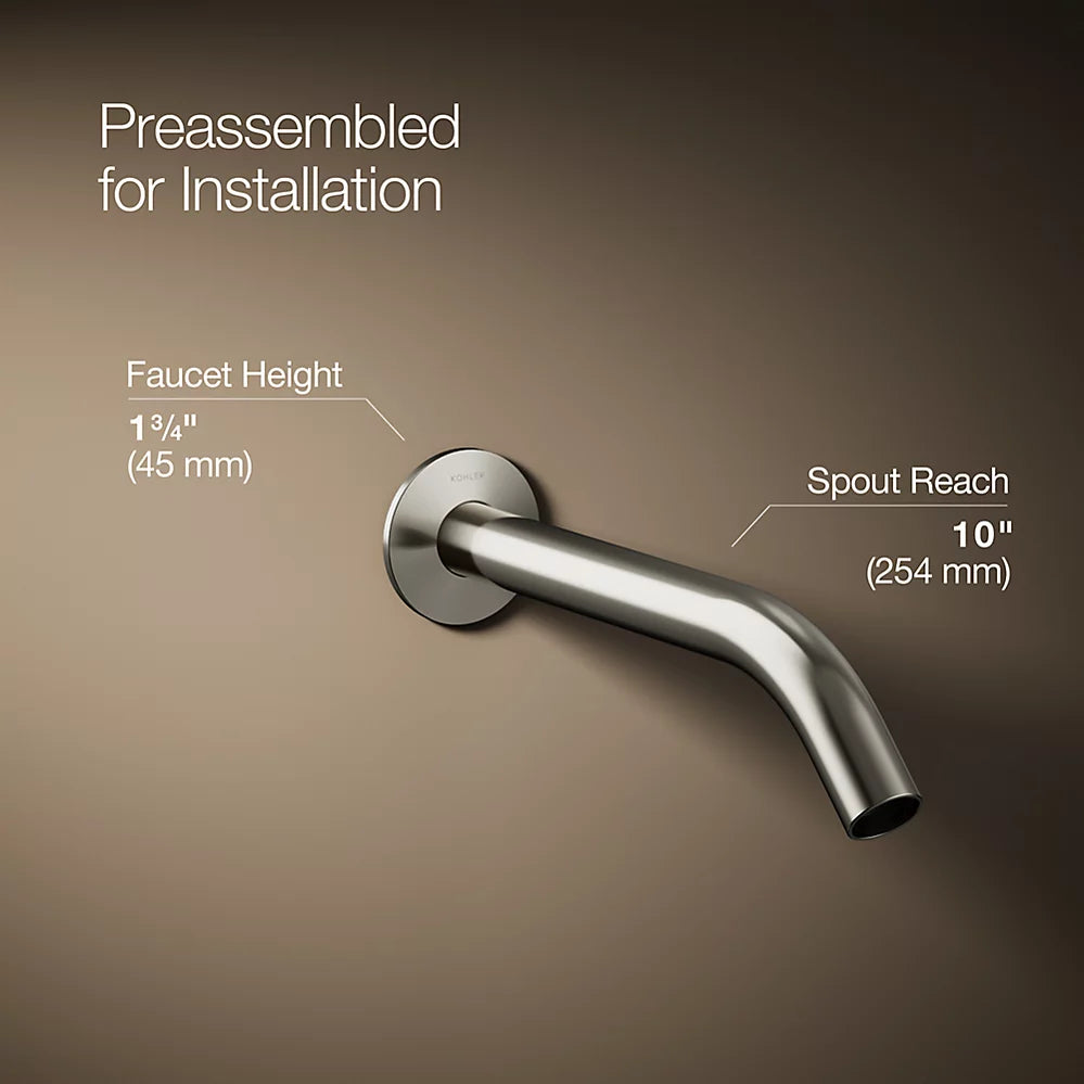 Kohler Components Wall-mount bathroom sink faucet spout with Tube design, 1.2 gpm K-T23890-SN - Plumbing Market
