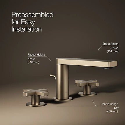 Kohler Composed Widespread bathroom sink faucet with Cross handles, 1.2 gpm K-73060-3-BV - Plumbing Market