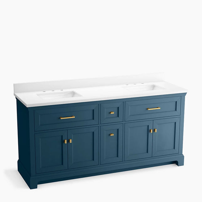 Kohler Charlemont 72" bathroom vanity cabinet with sinks and quartz top K-29264-BD1-TDB - Plumbing Market