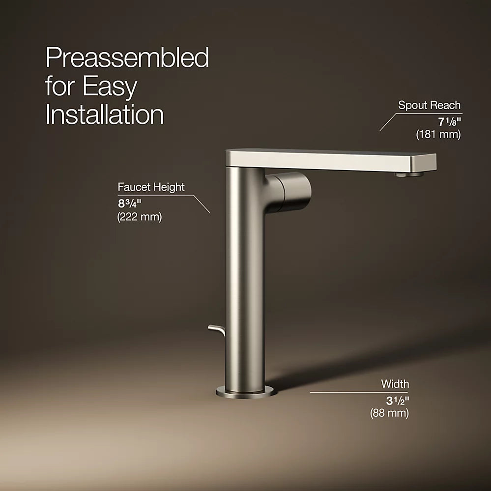 Kohler Composed Tall single-handle bathroom sink faucet with Cylindrical handle, 1.2 gpm K-73159-7-BN - Plumbing Market
