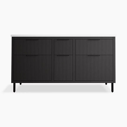 Kohler Spacity 60" wall-hung bathroom vanity cabinet with sinks and quartz top K-32173-ASB-DKS - Plumbing Market