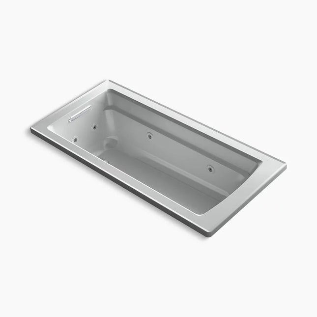 Kohler Archer 66" x 32" drop-in whirlpool bath with Bask heated surface K-1949-W1-95 - Plumbing Market