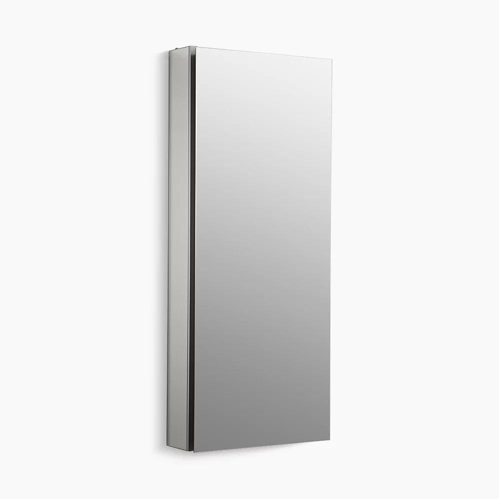 Kohler Catalan 15" W x 36-1/8" H aluminum single-door medicine cabinet with 107 degree hinge K-2913-PG-SAA - Plumbing Market