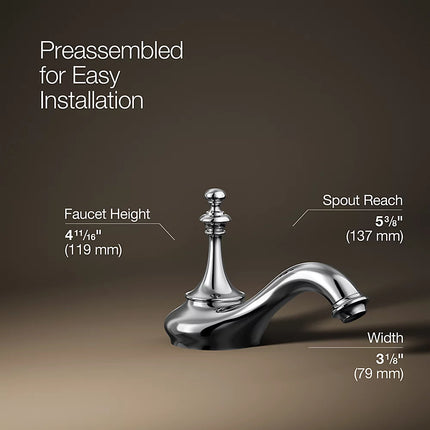 Kohler Artifacts with Tea design Bathroom sink faucet spout with Tea design, 1.2 gpm K-72758-CP - Plumbing Market