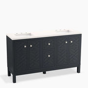Kohler Beauxline 60" bathroom vanity cabinet with sinks and quartz top K-33532-ASB-1WX - Plumbing Market