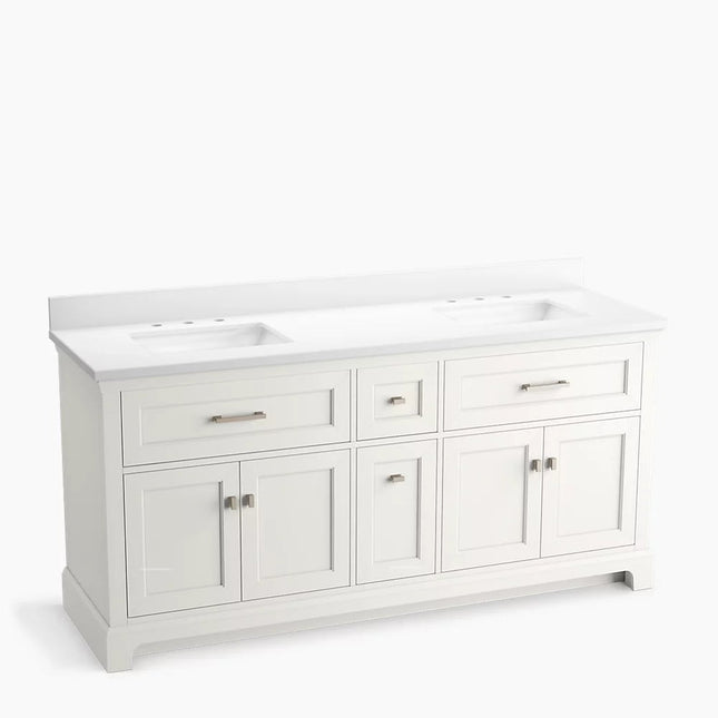 Kohler Charlemont 72" bathroom vanity cabinet with sinks and quartz top K-29264-BD1-0 - Plumbing Market