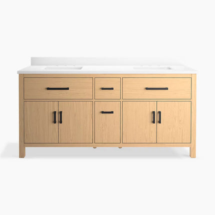 Kohler Kresla 72" bathroom vanity cabinet with sinks and quartz top K-40642-BD1-WEK - Plumbing Market