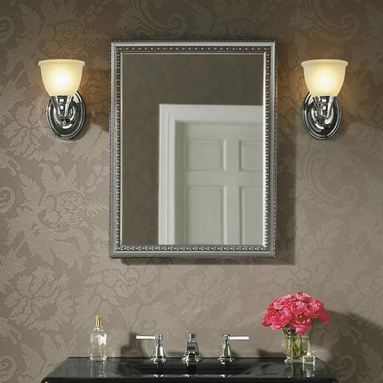 Kohler 20" W x 26" H aluminum single-door medicine cabinet with decorative silver framed mirrored door K-CB-CLW2026SS - Plumbing Market