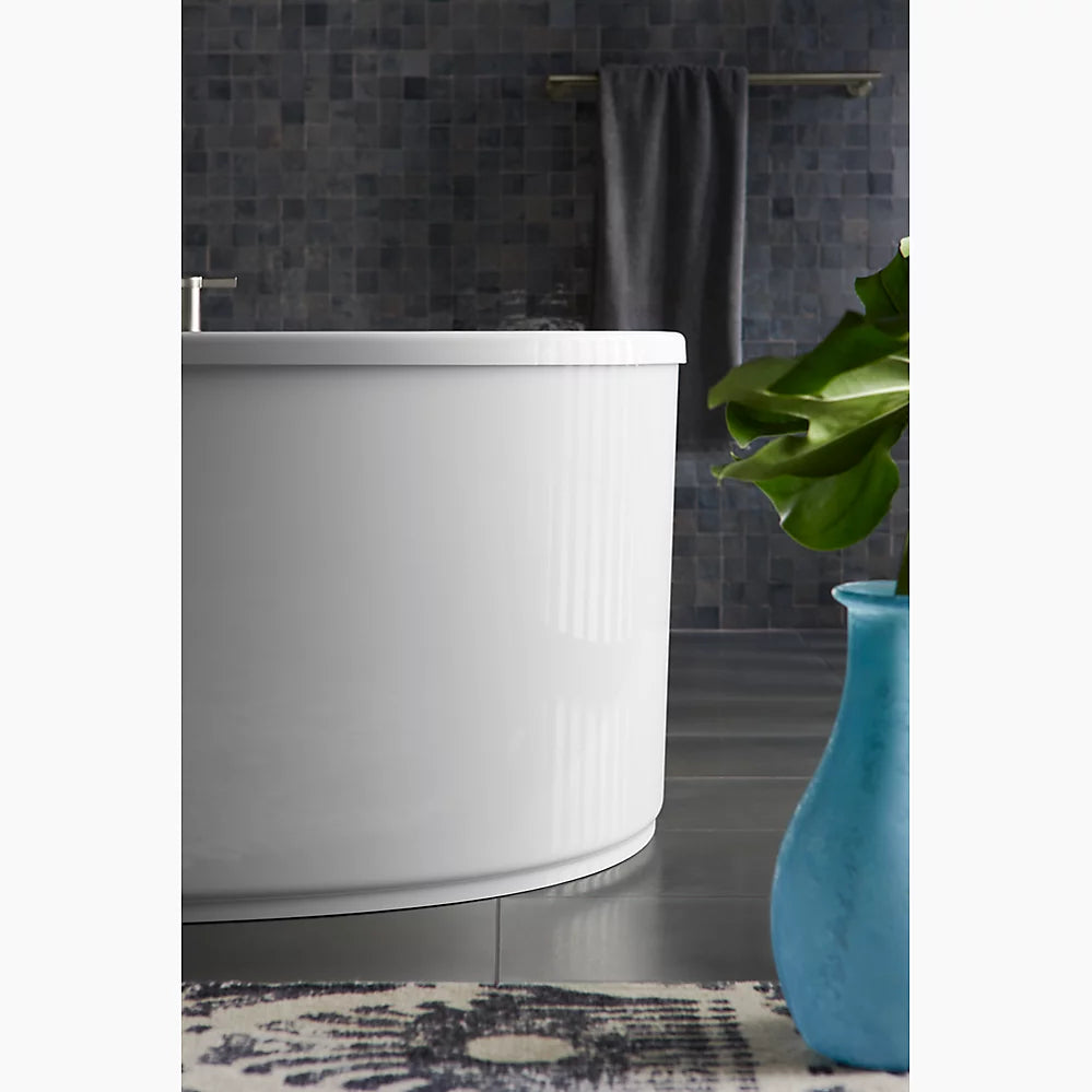 Kohler Sunstruck 65-1/2" x 35-1/2" freestanding Heated BubbleMassage air bath with Bask heated surface and straight shroud K-1966-GHW-0 - Plumbing Market