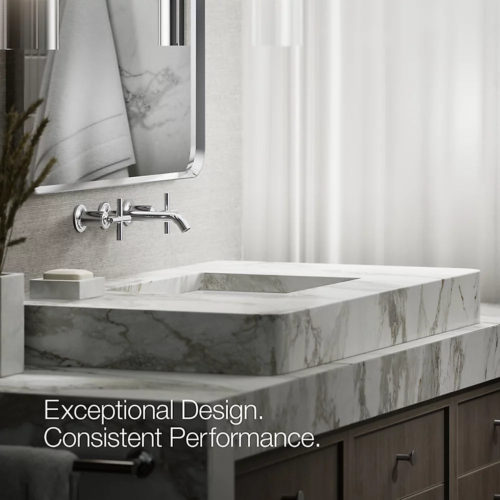 Kohler Purist Wall-mount bathroom sink faucet trim with Cross handles, 1.2 gpm K-T14413-3-CP - Plumbing Market