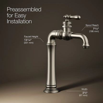 Kohler Artifacts Gentleman's Single-handle bathroom sink faucet, 1.2 gpm K-72763-9M-BN - Plumbing Market