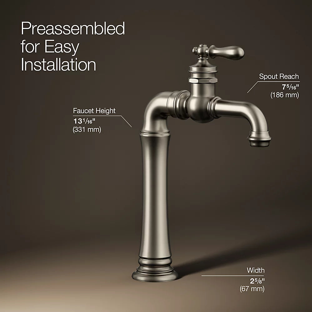 Kohler Artifacts Gentleman's Single-handle bathroom sink faucet, 1.2 gpm K-72763-9M-BN - Plumbing Market