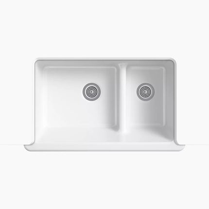 Kohler Whitehaven Smart Divide 35-3/4" undermount double-bowl farmhouse kitchen sink K-6427-0 - Plumbing Market