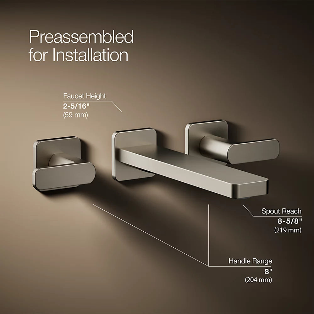 Kohler Parallel Wall-mount bathroom sink faucet trim, 1.2 gpm K-T27120-4-BN - Plumbing Market
