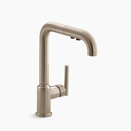 Kohler Purist Pull-out kitchen sink faucet with three-function sprayhead K-7505-BV - Plumbing Market