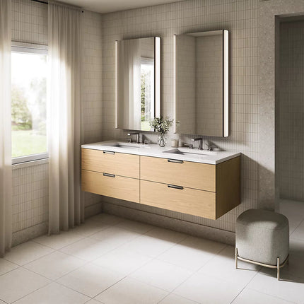 Kohler Maxstow 60" wall-hung bathroom vanity cabinet with sink and quartz top K-34657-WEK - Plumbing Market