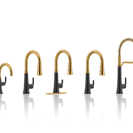 Kohler Tone Pull-down kitchen sink faucet with three-function sprayhead K-23764-BMB - Plumbing Market