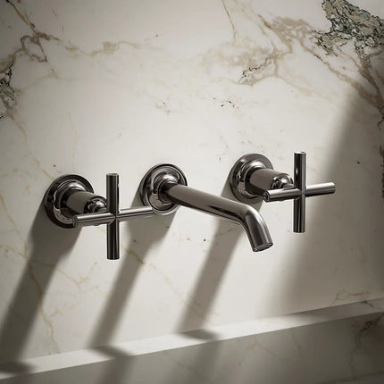 Kohler Purist Wall-mount bathroom sink faucet trim with Cross handles, 1.2 gpm K-T14413-3-TT - Plumbing Market