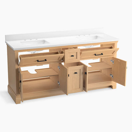 Kohler Charlemont 72" bathroom vanity cabinet with sinks and quartz top K-29264-BD1-WEK - Plumbing Market