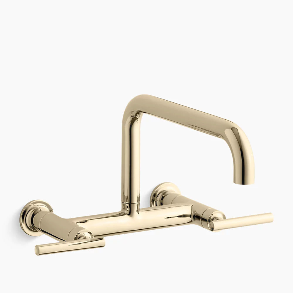 Kohler Purist Two-hole wall-mount bridge kitchen sink faucet K-7549-4-AF - Plumbing Market