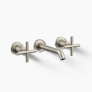 Kohler Purist Wall-mount bathroom sink faucet trim with Cross handles, 1.2 gpm K-T14413-3-BN - Plumbing Market