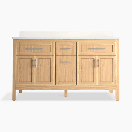 Kohler Hadron 60" bathroom vanity cabinet with sinks and quartz top K-39607-ASB-WEK - Plumbing Market