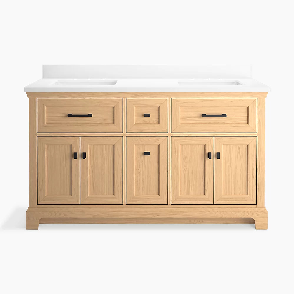 Kohler Charlemont 60" bathroom vanity cabinet with sinks and quartz top K-29263-BD1-WEK - Plumbing Market
