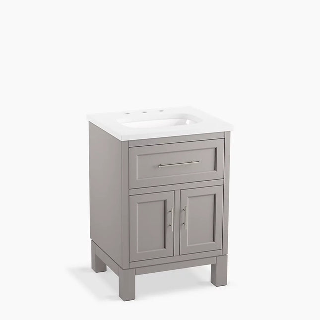 Kohler Quo 24" bathroom vanity cabinet with sink and quartz top K-28379-ASB-1WT - Plumbing Market