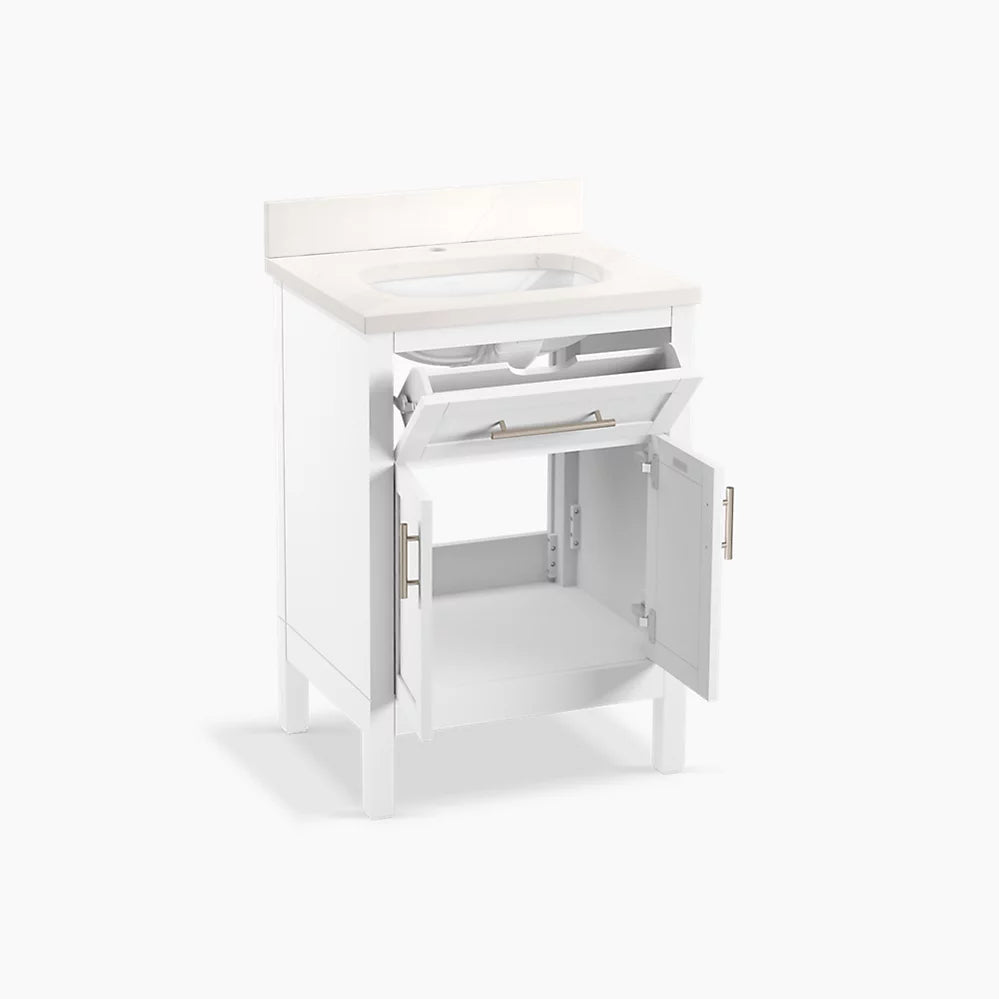 Kohler Hadron 24" bathroom vanity cabinet with sink and quartz top K-39603-ASB-0 - Plumbing Market