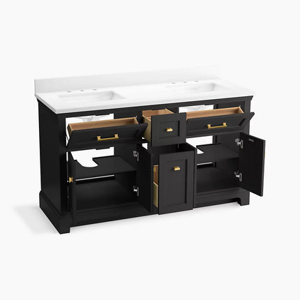 Kohler Charlemont 60" bathroom vanity cabinet with sinks and quartz top K-29263-BD1-DWG - Plumbing Market