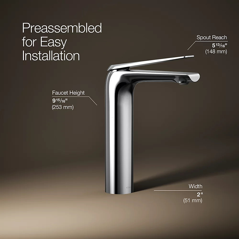 Kohler Avid Tall single-handle bathroom sink faucet, 0.5 gpm K-97347-4N-CP - Plumbing Market