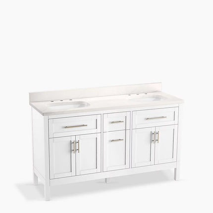 Kohler Hadron 60" bathroom vanity cabinet with sinks and quartz top K-39607-ASB-0 - Plumbing Market